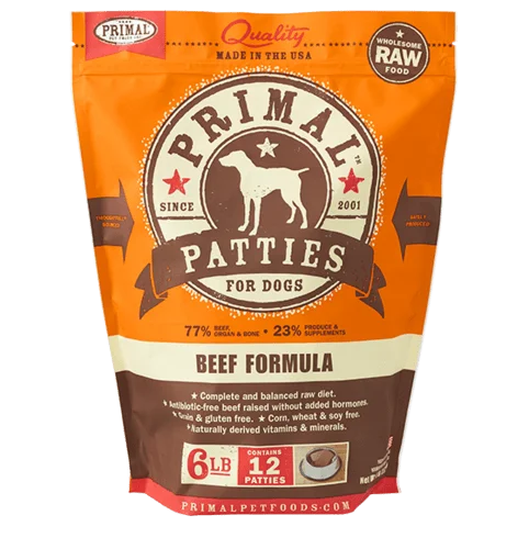 Beef Patties Grain-Free Frozen Raw Dog Food, 6#