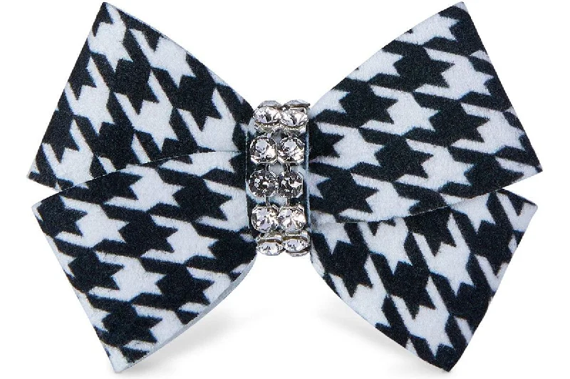 Black & White Houndstooth Nouveau Bow Hair Bow