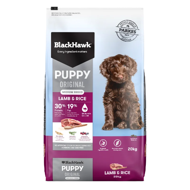 Black Hawk Puppy Lamb and Rice Medium Breed Dry Dog Food 20kg