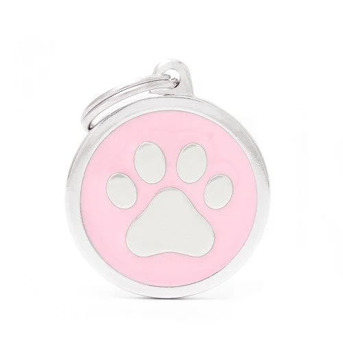 Classic Big Light Blue Circle Bone ID Tag