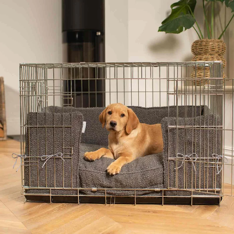 Dog Crate Bumper in Granite Bouclé by Lords & Labradors