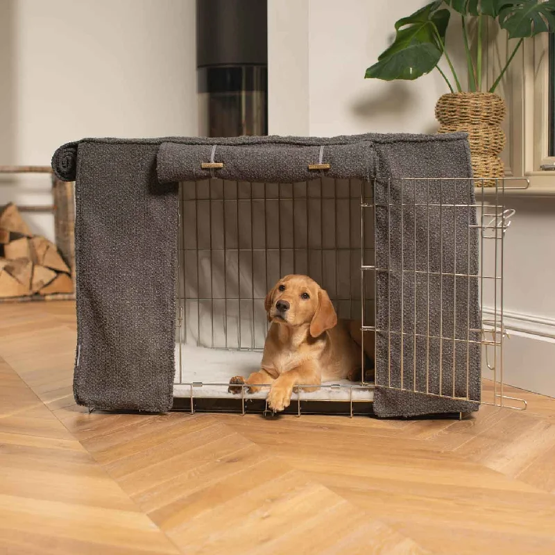 Dog Crate Cover in Granite Bouclé by Lords & Labradors