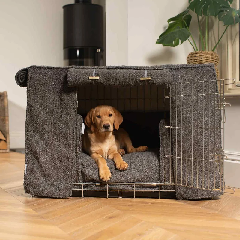 Dog Crate Set In Granite Bouclé by Lords & Labradors