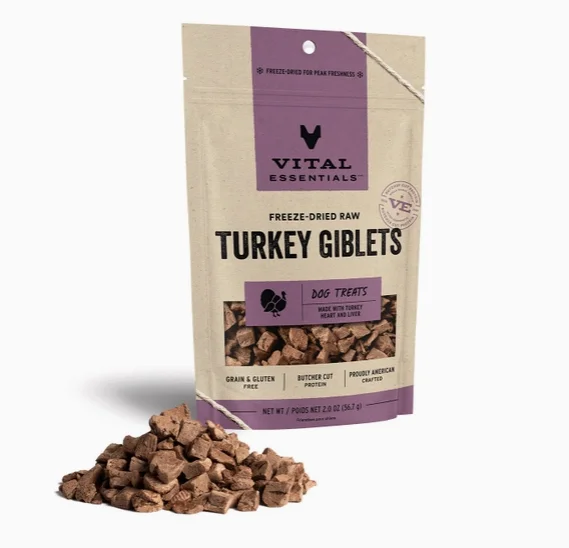 Vital Essentials Freeze-Dried Raw Turkey Giblets Dog Treats, 2oz