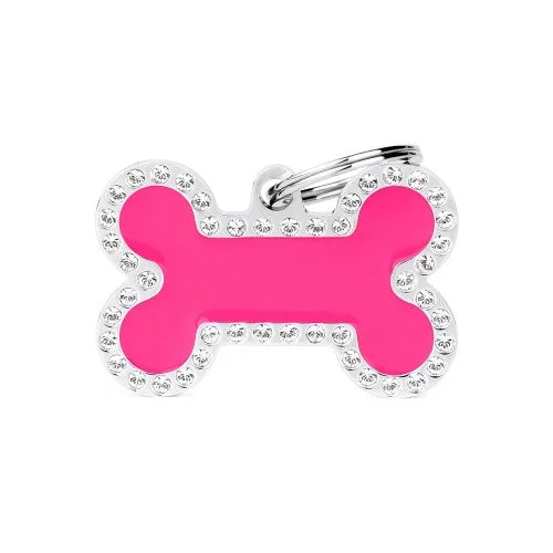 Glam Big Fuchsia Bone Strass ID Tag