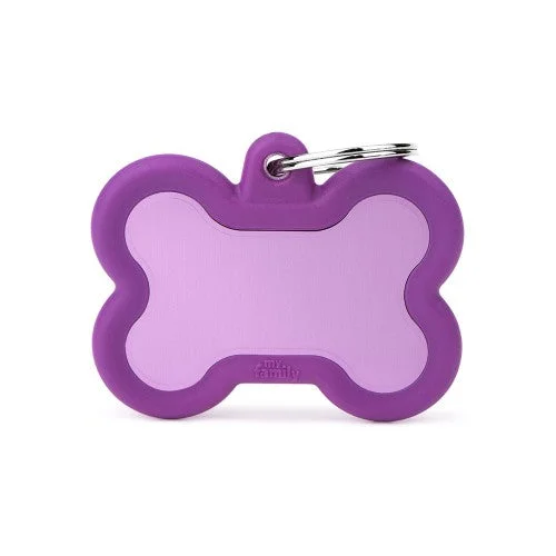 Hushtag Collection Aluminum Purple Bone With Purple Rubber ID Tag