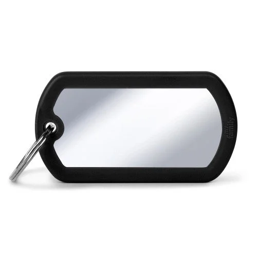 Hushtag Collection Chromed Big Military With Black Rubber ID Tag