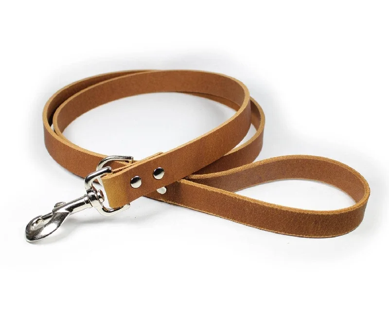 Light Brown Thick Leather Dog Leash