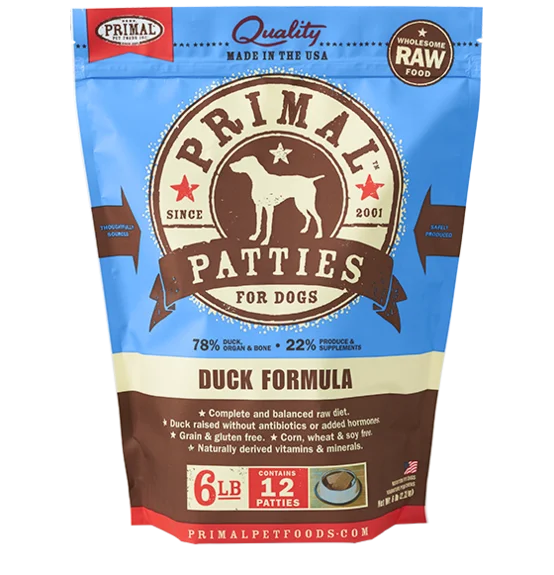 PRIMAL DOG DUCK PATTIES FROZEN 6LB