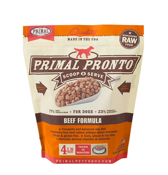 Primal Pronto Beef Formula Raw Dog Food 4lb