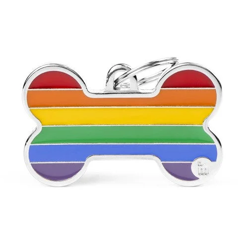 Rainbow XL Bone ID Tag