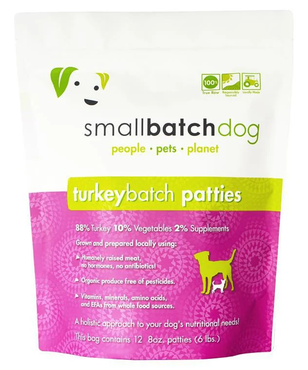 Small Batch Turkey Frozen Raw Dog Food, Patties