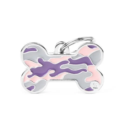 Style Camouflage Big Pink Bone ID Tag