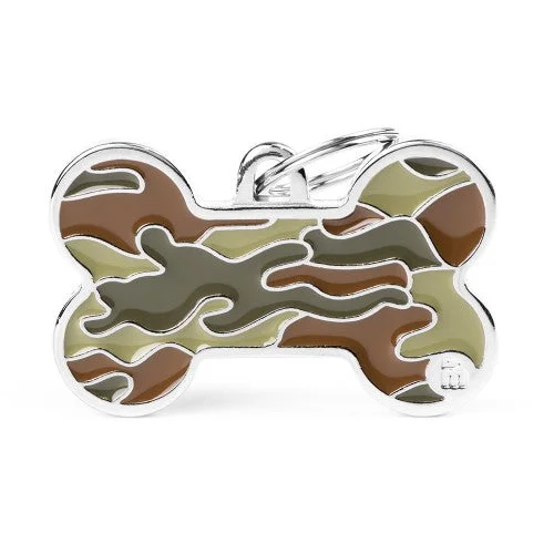 Style Camouflage XL Green Bone ID Tag