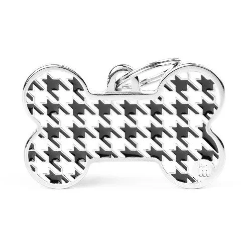 Style Pied de Poule XL Black Bone ID Tag