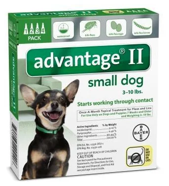 Advantage II Small Dog 4 Pack - Green