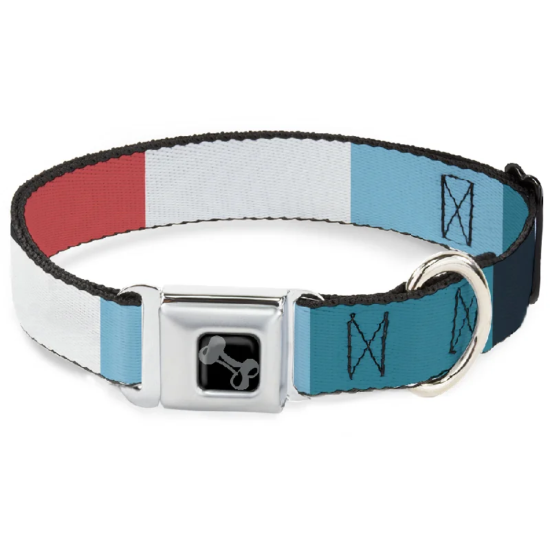 Dog Bone Black/Silver Seatbelt Buckle Collar - Summer Essentials Color Block 4