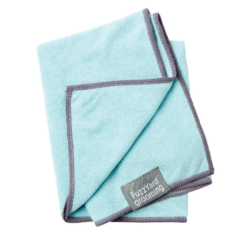 FuzzYard Microfibre Puppy Drying Towel Blue with Grey Trim