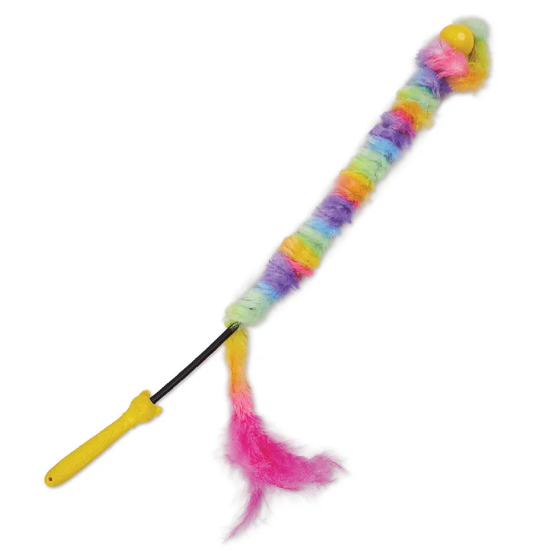 Kazoo Fluffy Rainbow Tail Wand Cat Toy