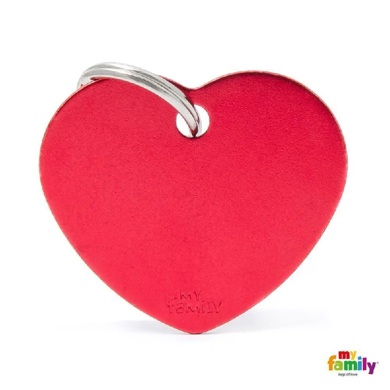 My Family Basic Heart Large Red Dog Tag with Free Engraving