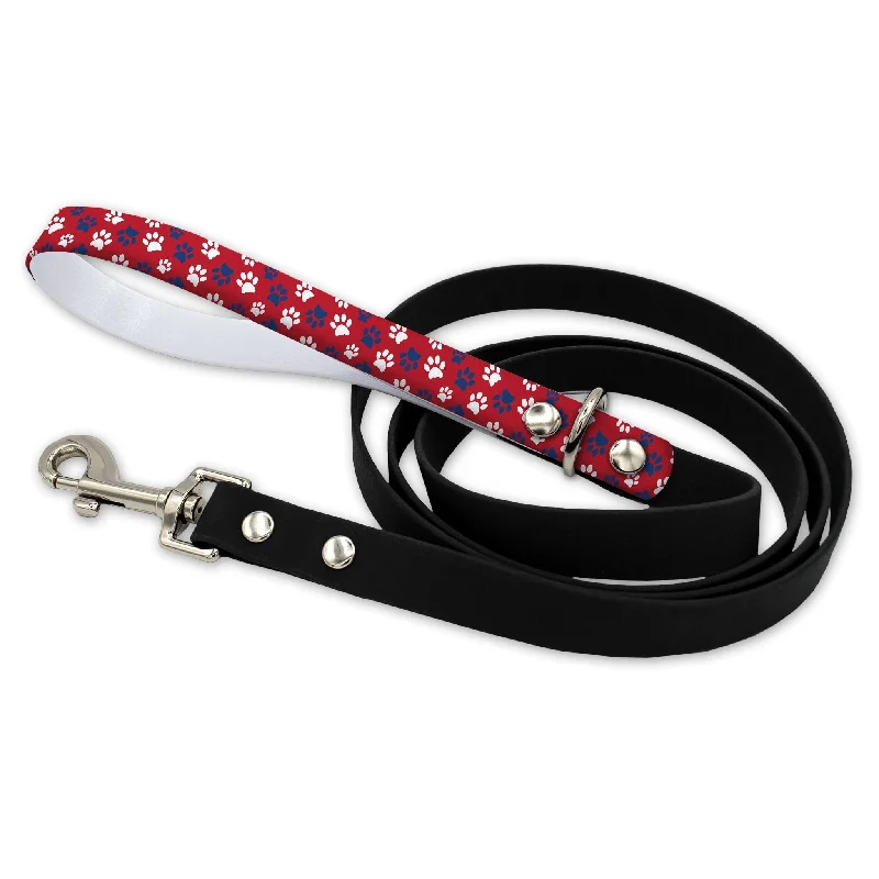 Pawtriot Red Waterproof Leash With Silver Snap Hook