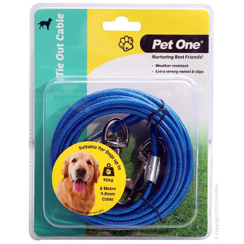 Pet One Tie Out Cable 6M (4.8Mm) For Dogs Up To 45Kg