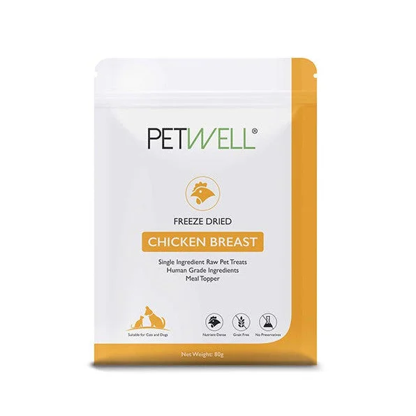 PetWell Freeze Dried Chicken Breast Treats for Dogs and Cats 80g