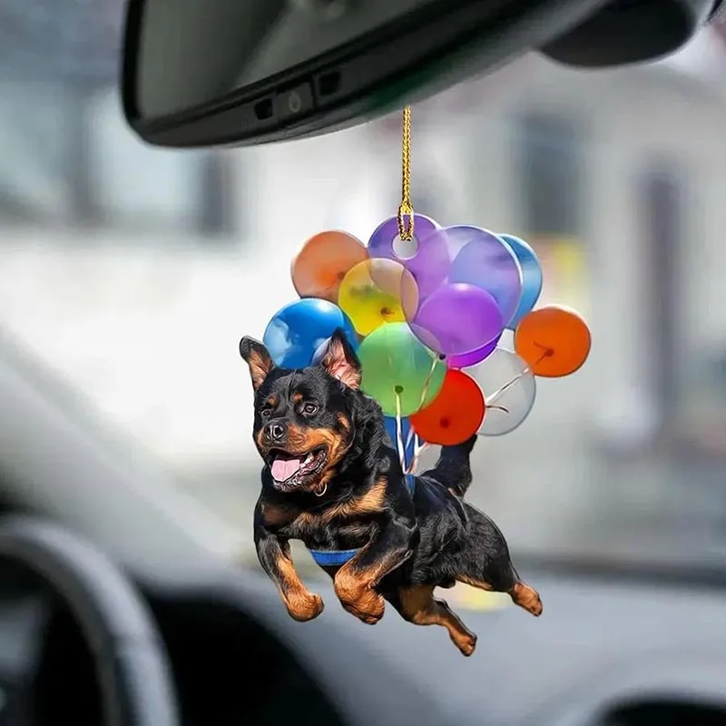 Rottweiler Dog Fly With Bubbles Car Hanging Ornament BC062